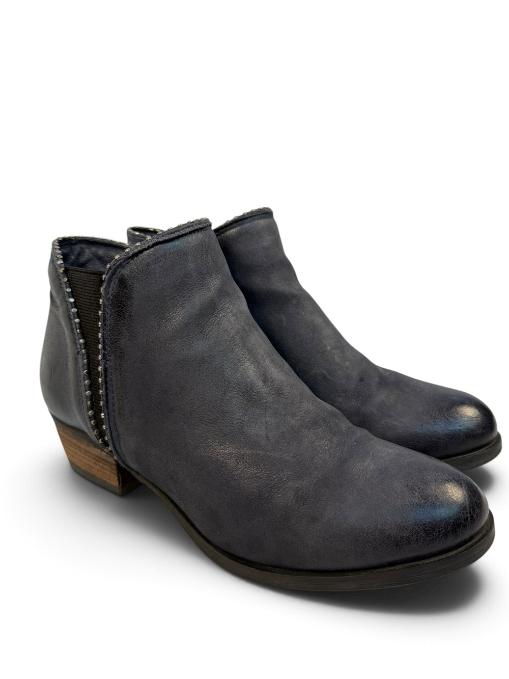 Miz Mooz Barrett Bluish Gray Leather Studded Ankle Boots EU 38